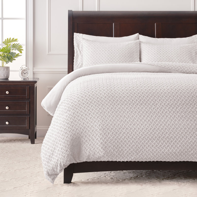 Ensemble de housse de couette réversible en microfibre 2 pièces , Blanc
