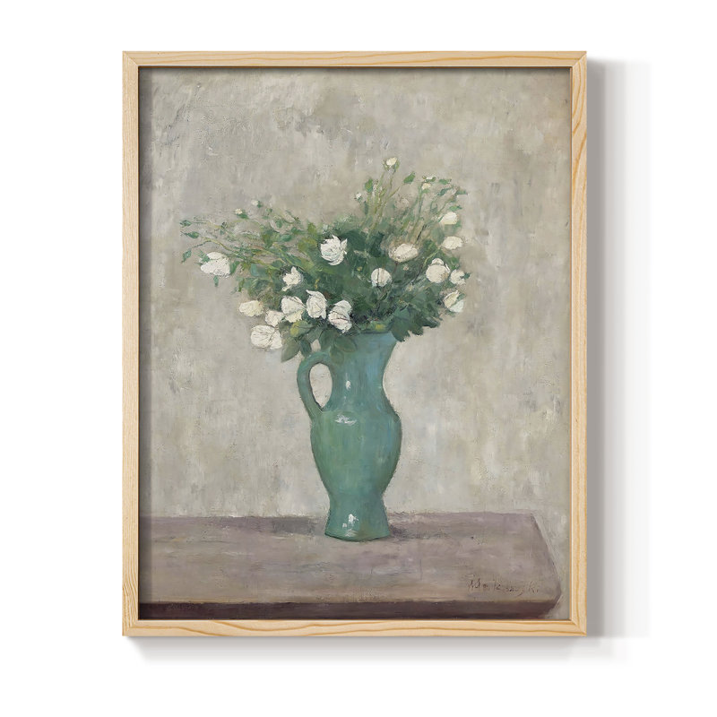 Vintage Floral Print LV Framed Print - Solid Wood