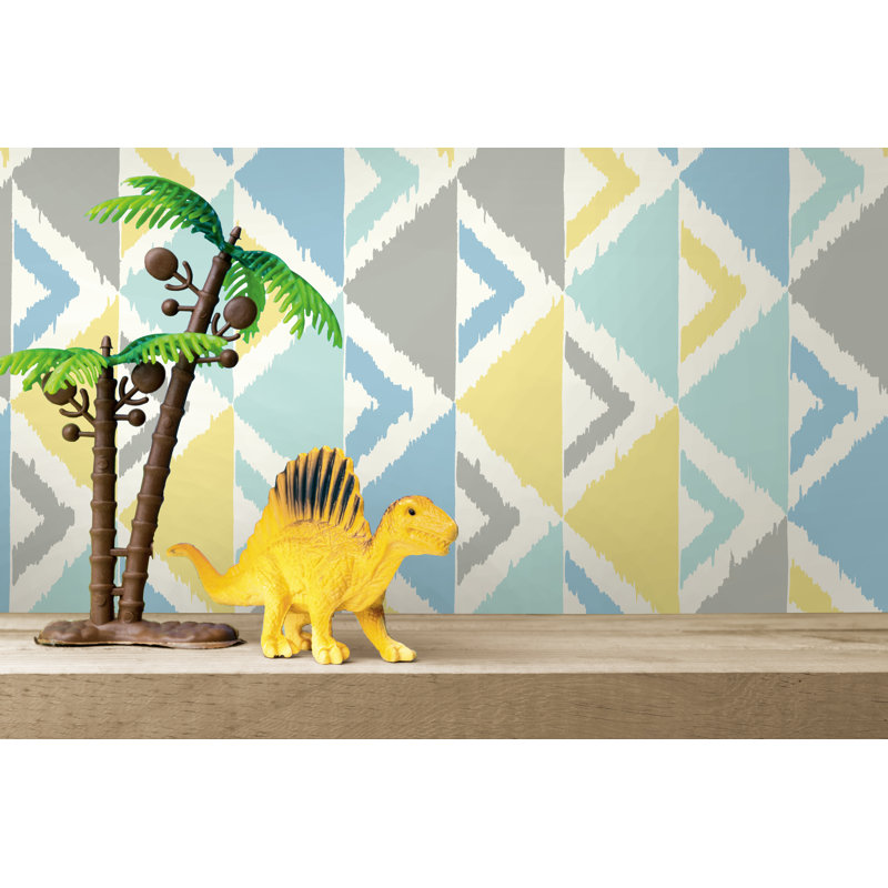 Rouleau de papier peint 324 pi x 27 po dino peak Ilkest, Bleu / Gris / Jaune