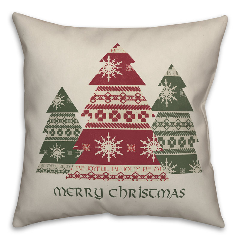 Coussin décoratif avec sapins Merry Christmas, 20 po x 20 po