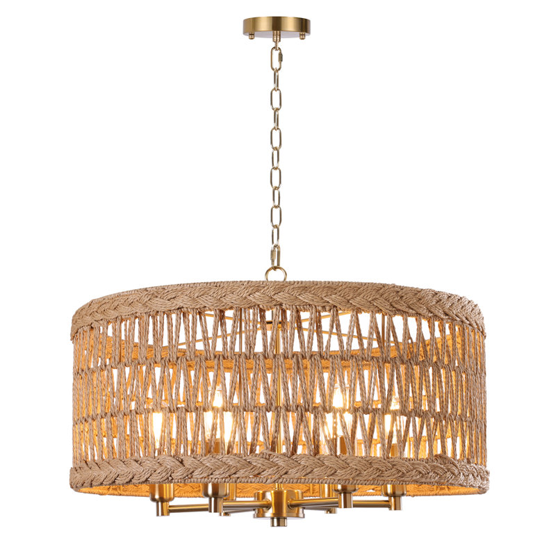 Lustre tambour 6 lumières Beatric, Doré