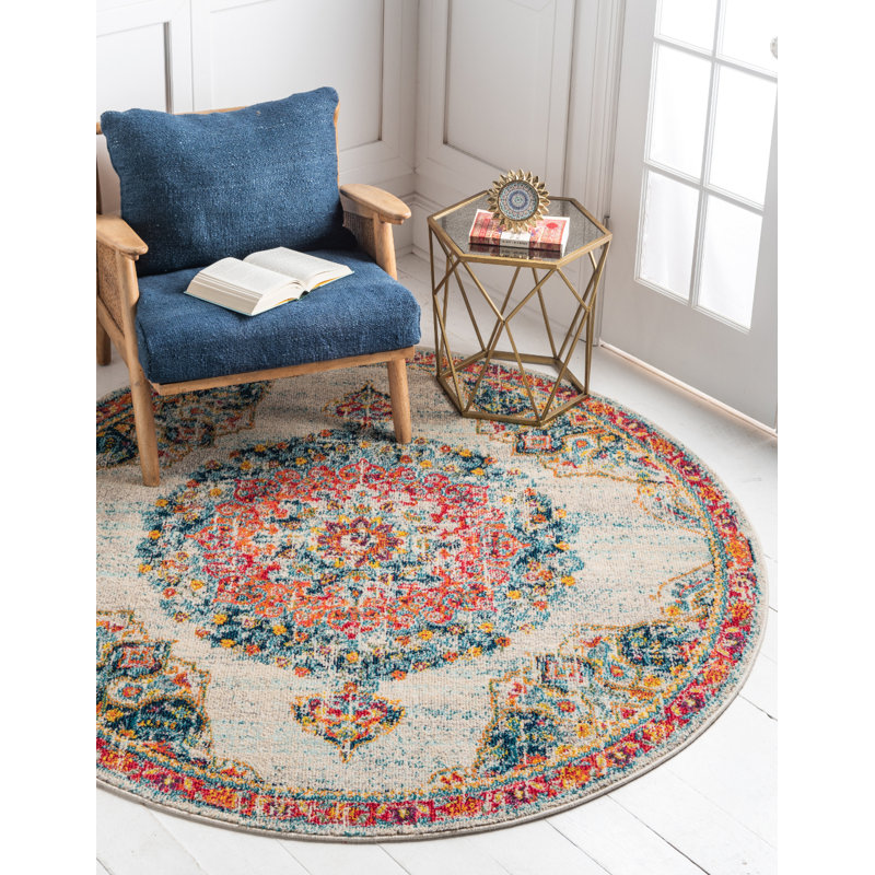 Galyean Abstract Indoor Rug, Round 3'3"