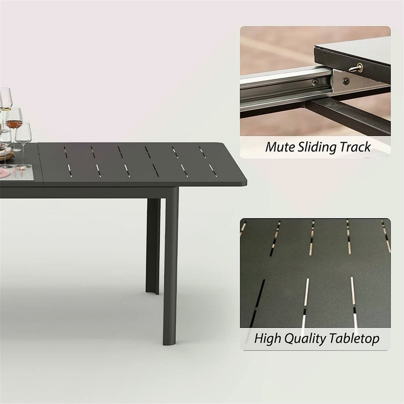 Table de salle à manger extensible pour l'extérieur, Brun