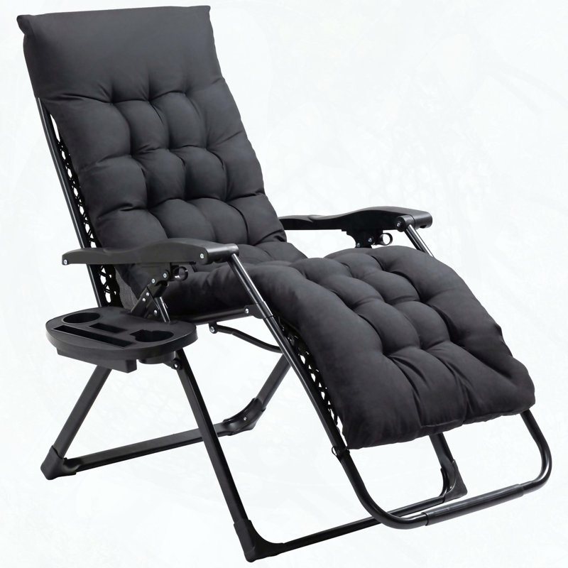 Chaise longue pliante avec coussin rembourré Outsunny, Noir