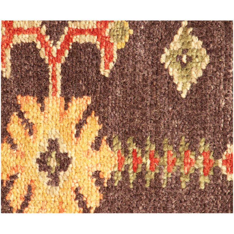 Hand-Knotted Brown & Beige Wool Area Rug 8' x 10' ft– Traditional Geometric Medallion Design