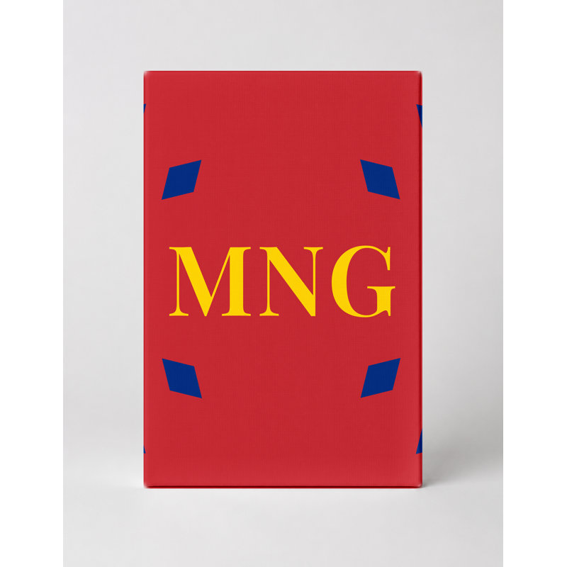 Mongolie, drapeau du monde luxueux, monogramme de diamant - bleu rouge jaune - art mural sur toile, H 36 po x l 24 po