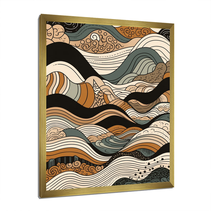 «Brown Black Line Elegance I», reproduction sur toile, H 40 po x l 30 po x P 1,5 po, Encadrement doré