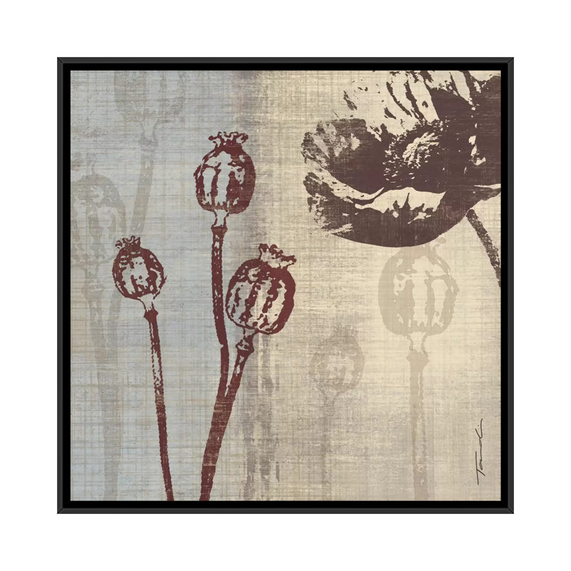 «Chocolate Poppy», impression sur toile tendue, H 18 po x l 18 po x P 1,5 po, Toile avec cadre flottant noir, Pas de tapis