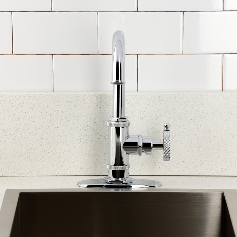 Kingston Brass Webb Single-Handle 1-Hole Deck Mount Bar Faucet with Knurled Handle, Polished Chrome