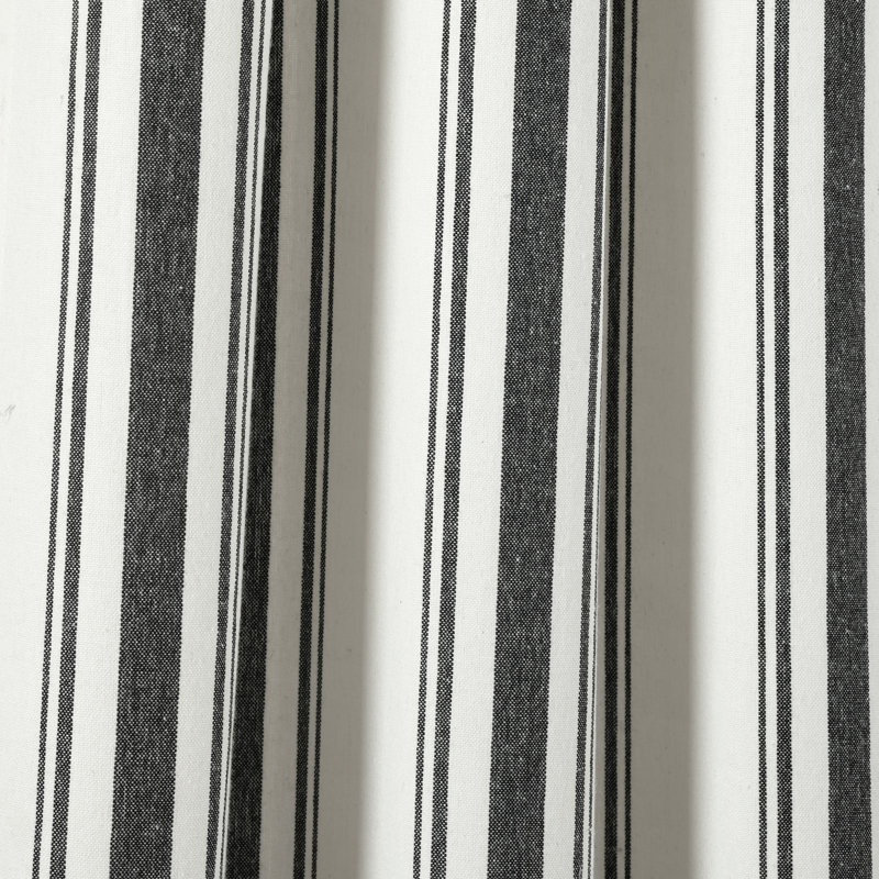 Cotton Blend Semi Sheer Curtain Pair, Black, 42" W x 108" L