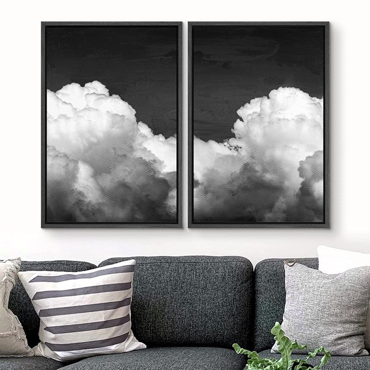  Kitchen Mat Set of 2, Abstract Art Clouds and Sky