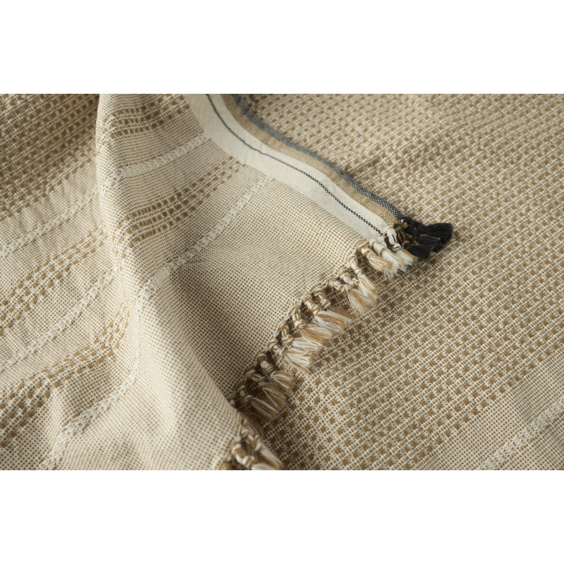 Bay Cotton Striped Jacquard Tea Towel, Hazel/Undyed