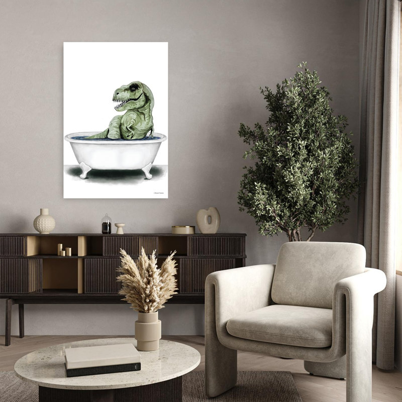 Dino Bath III, art contemporain fantaisiste, H 36 po x l 24 po