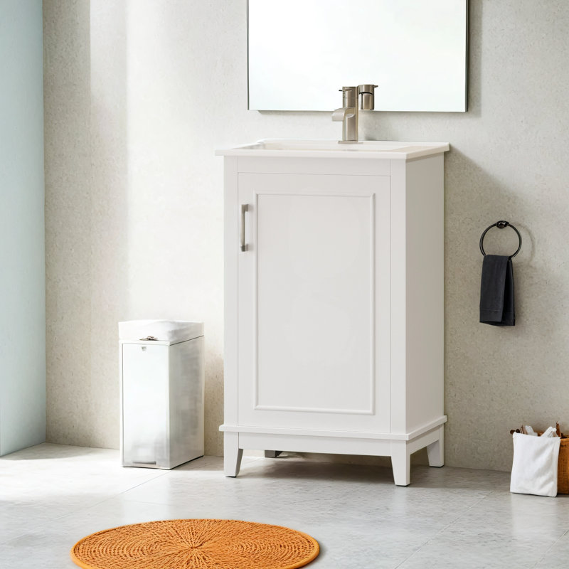 Meuble-lavabo simple avec plateau 20,01 po Rieks, Blanc