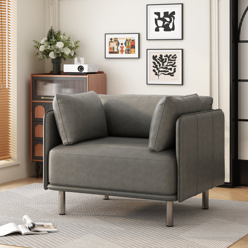 Fauteuil d'appoint avec coussin lombaire, Noir, Gris