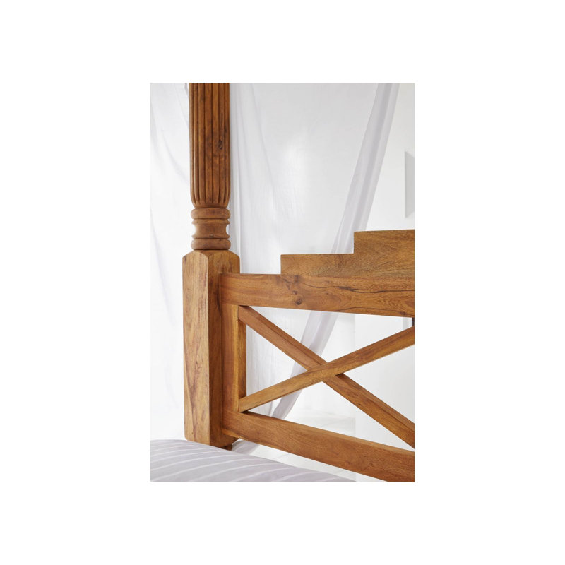 Oxford Solid Wood Canopy Bed, European Double (140 x 200 cm), Nougat
