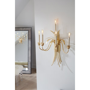 5 - Light Gold Leaf Candle Wall Light