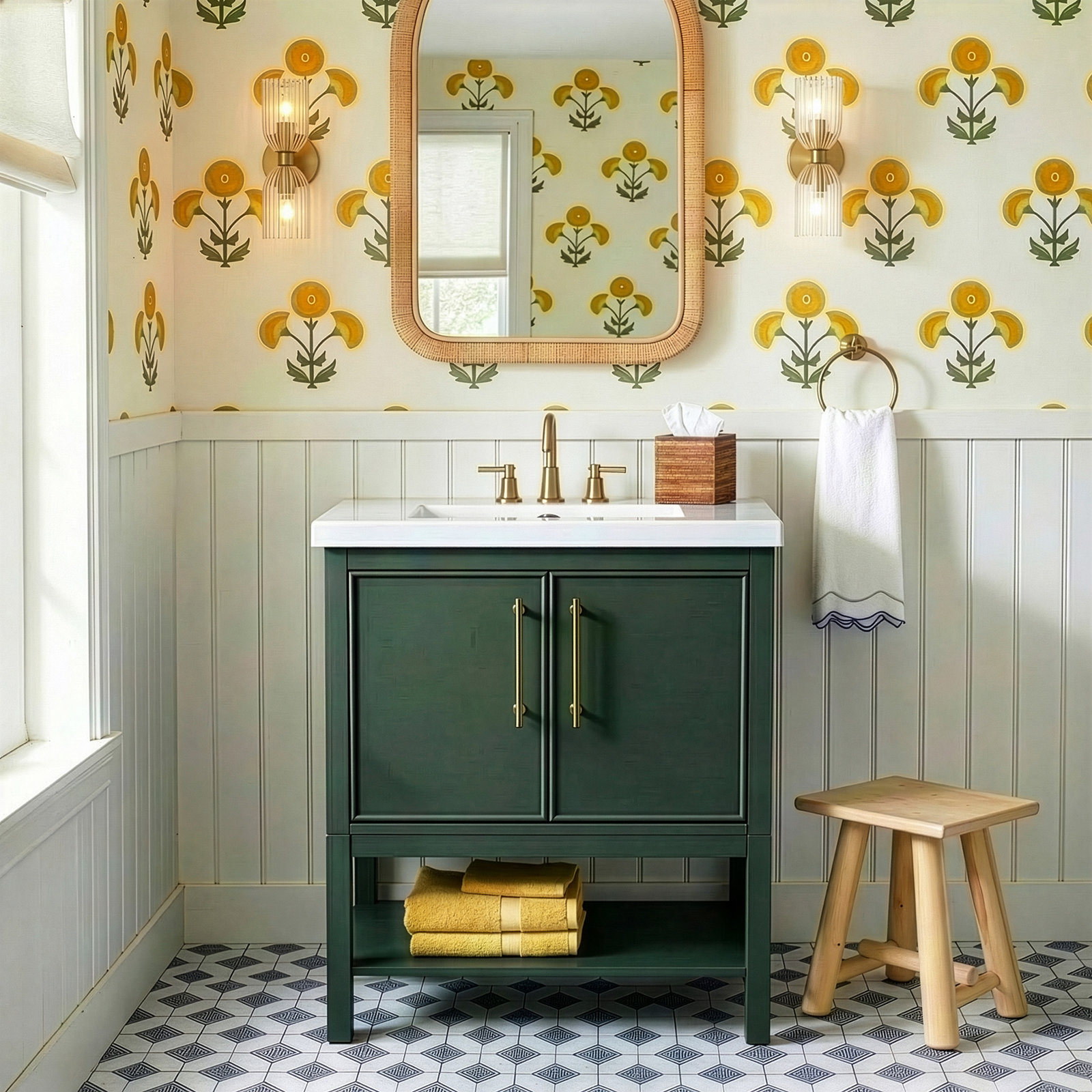 Jewell 30'' Single Bathroom Vanity, Vintage Green/Antique Brass