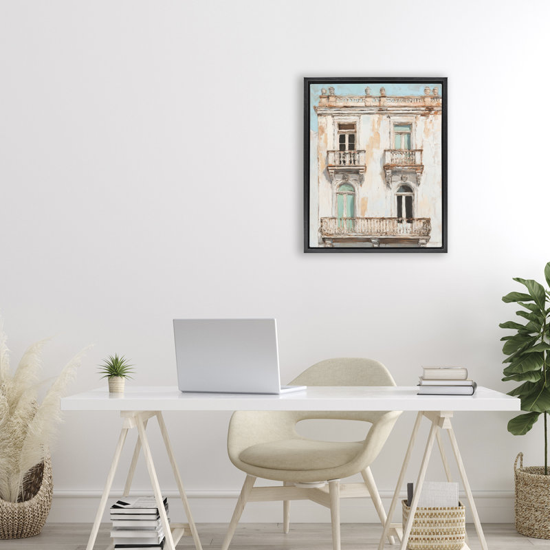 Cadre flottant Aged Architecture City Buildings, par Petal Prints Design, Cadre flottant noir de jais, H 21 po x l 17 po