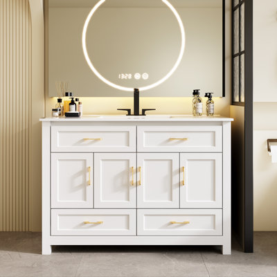 Monolith 48'' Single Bathroom Vanity with Sink Top, White
