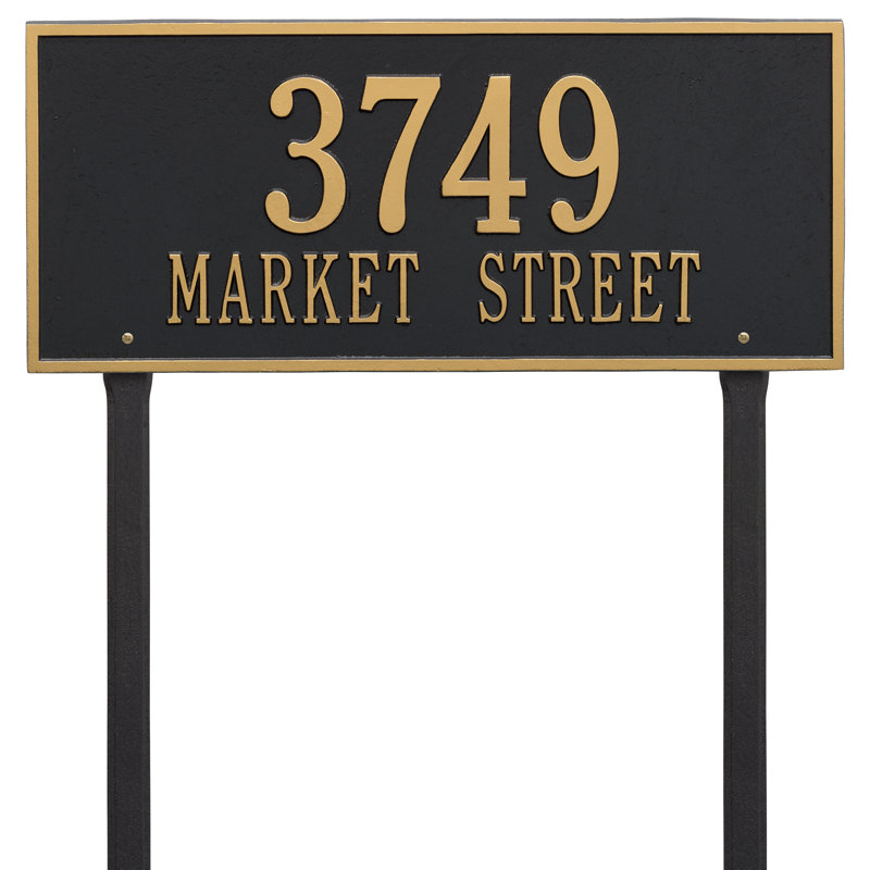 Plaque d'adresse sur 2 lignes Hartford, Noir et or, Oui