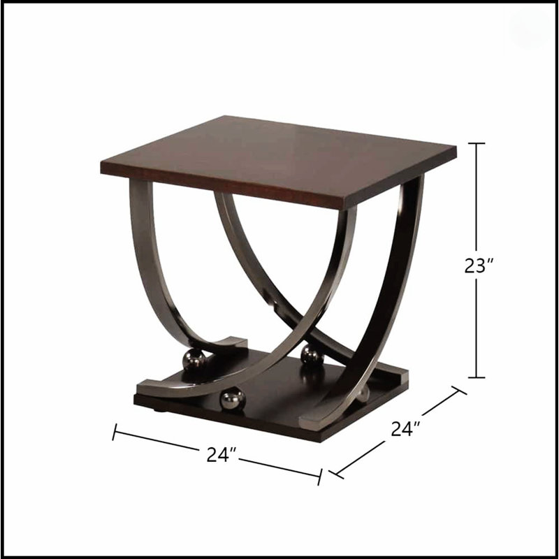 Élégante table de bout en nickel noir avec tablette inférieure pour un rangement amélioré et une esthétique moderne