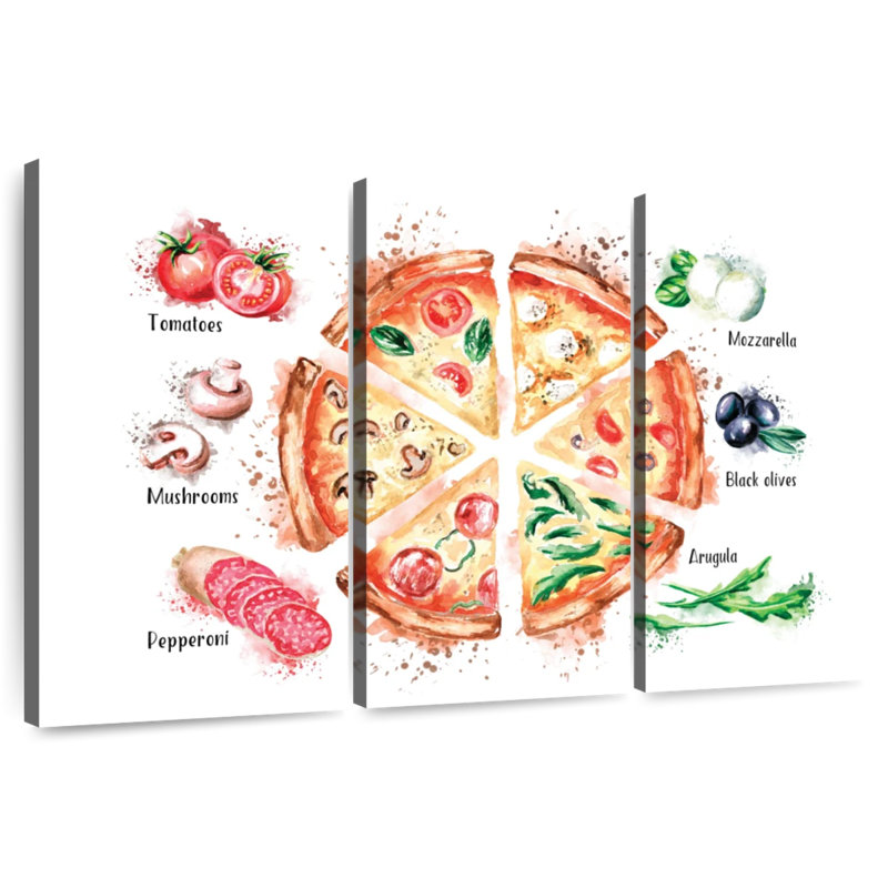 Yarlin Pizza Ingredients Splatter, 20" H x 33" W