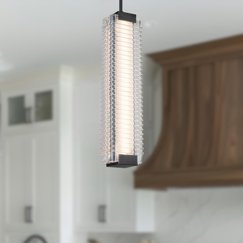 Luminaire suspendu en verre Alai, Bronze urbain, H 24,5 po x l 5,63 po x P 4,13 po