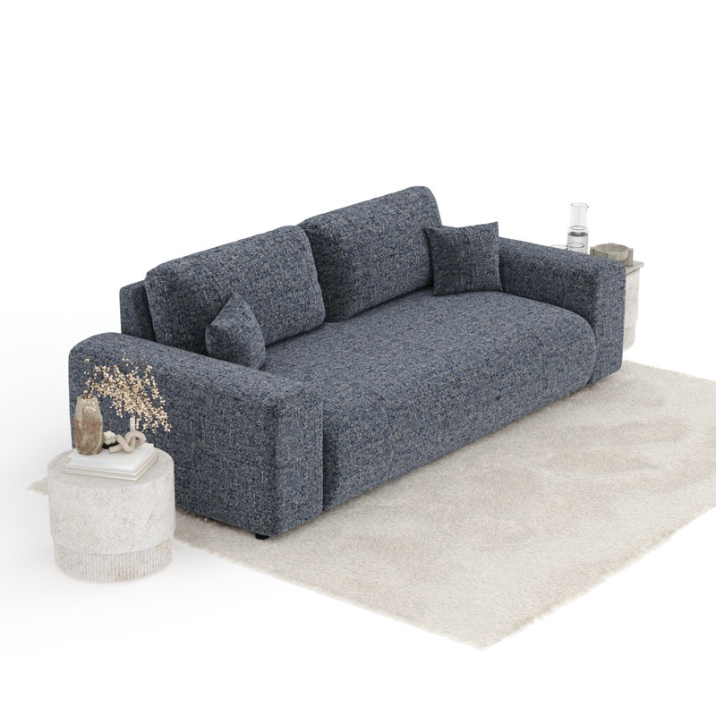 Three-seater square arm sofa, Navy Canvas