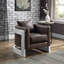 Fauteuil d'appoint espresso et cuir fleur espresso