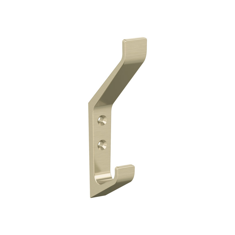 Emerge Contemporary Double Prong Decorative Wall Hook, Golden Champagne