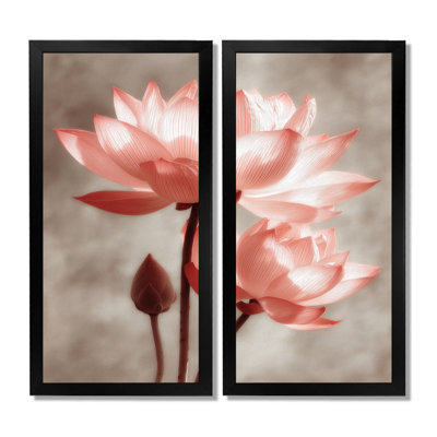 Radiant Lotus Blooms - impressions sur toile de lotus, art mural floral rose 2 pièces