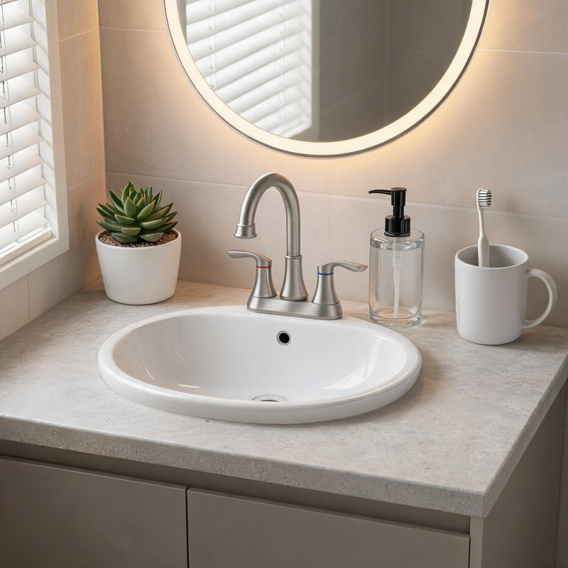 Robinet de lavabo de salle de bain central en nickel brossé de 4 pouces à deux poignées avec bec pivotant à arc de 360 degrés et bonde escamotable