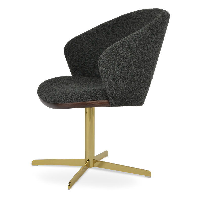 Chaise avec accoudoirs pivotante 4 étoiles Athena, Or, Noir