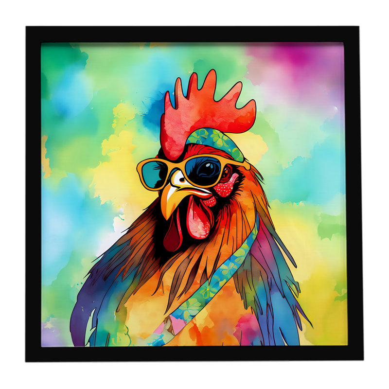 Hippie Animal Rooster Framed Metal Print
