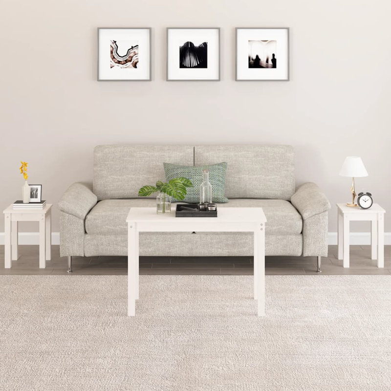 Tavin Solid Wood Nesting Tables, White