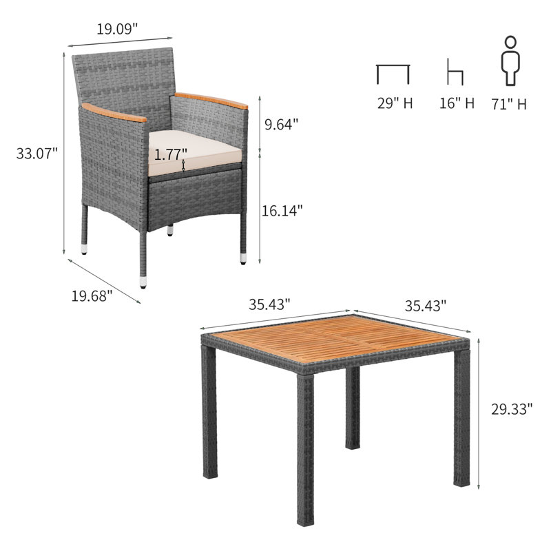 Ensemble de salle à manger 35,43 po Maltby Square, gris