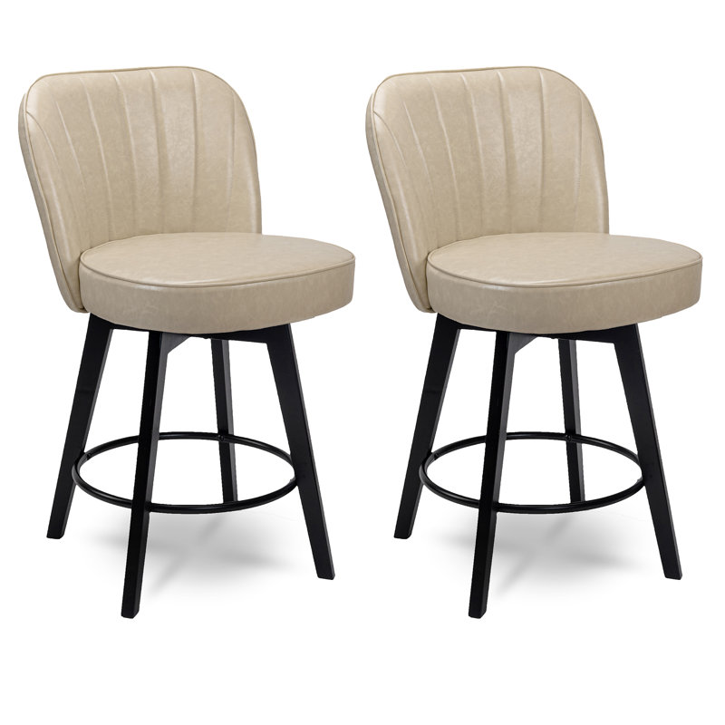 Kyenzie Swivel Upholstered Counter Stool, Khaki