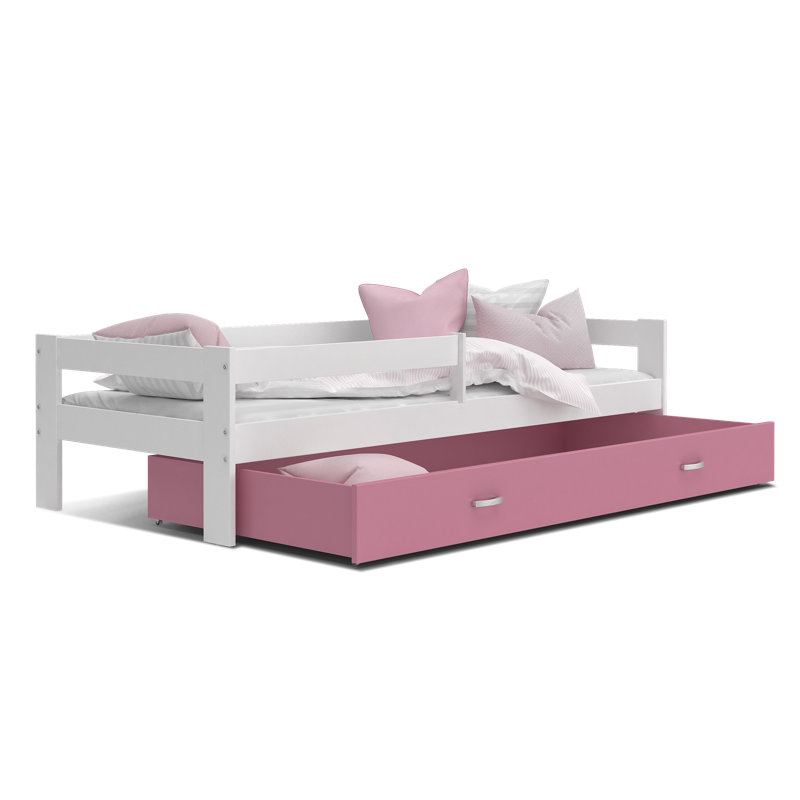 European Toddler (80 x 160cm) Drawer Bed, No, White/Pink