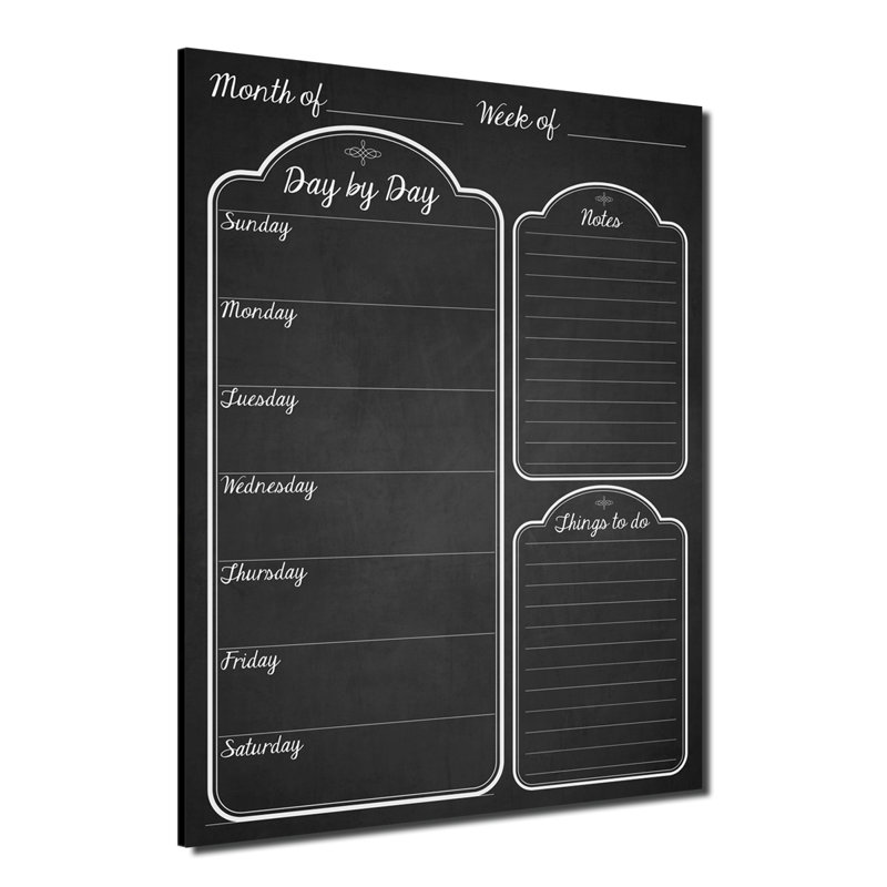 Tableau effaçable mural Day by Day, 30" H x 20" W, Noir