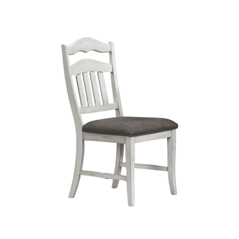 Chaises de salle à manger Classic Classic blanc antique, 2 pièces avec siège et dossier en mousse et dossier en bois d'hévéa