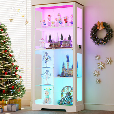 5-Tier Display Cabinet with Motion Sensor and RGB Lights