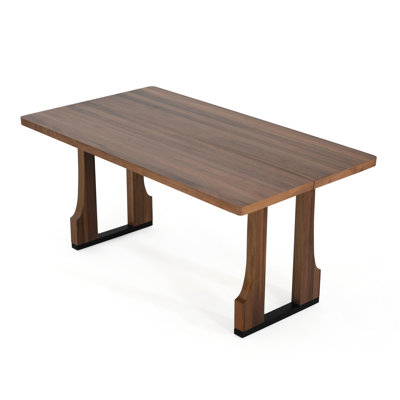La table de salle à manger rectangulaire de 63 po en noyer - s'installe sans effort, convient aux petits appartements et peut accueillir confortablement 6 cuisines compactes