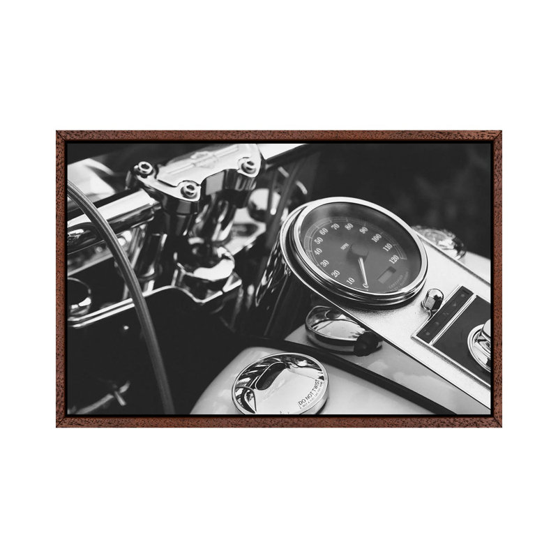 Harley Gauges - Print on Canvas, Classic Brown Wood Framed, 66.04 cm H x 45.72 cm W
