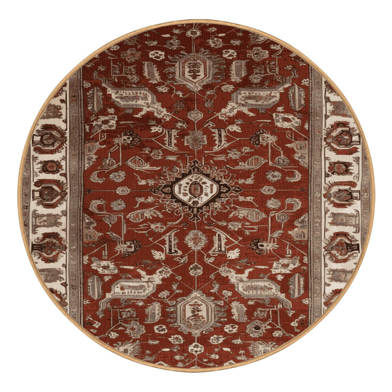Tapis brun lavable à la machine, Rond 3 pi