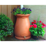 Bungalow Rose 65 Gallons Plastic Drainable Dual Overflow Planter Rain Barrel