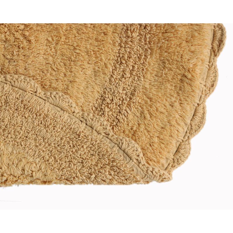 Tapis de bain demi-cercle en dentelle crochetée, Beige