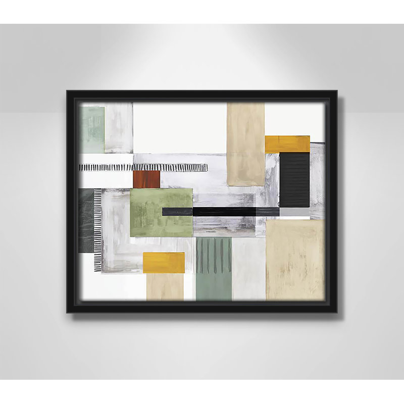 «Playful Blocks» par Tom Reeves, Pas de tapis, Cadre flottant noir, H 9,5 po x l 11,5 po x P 2 po