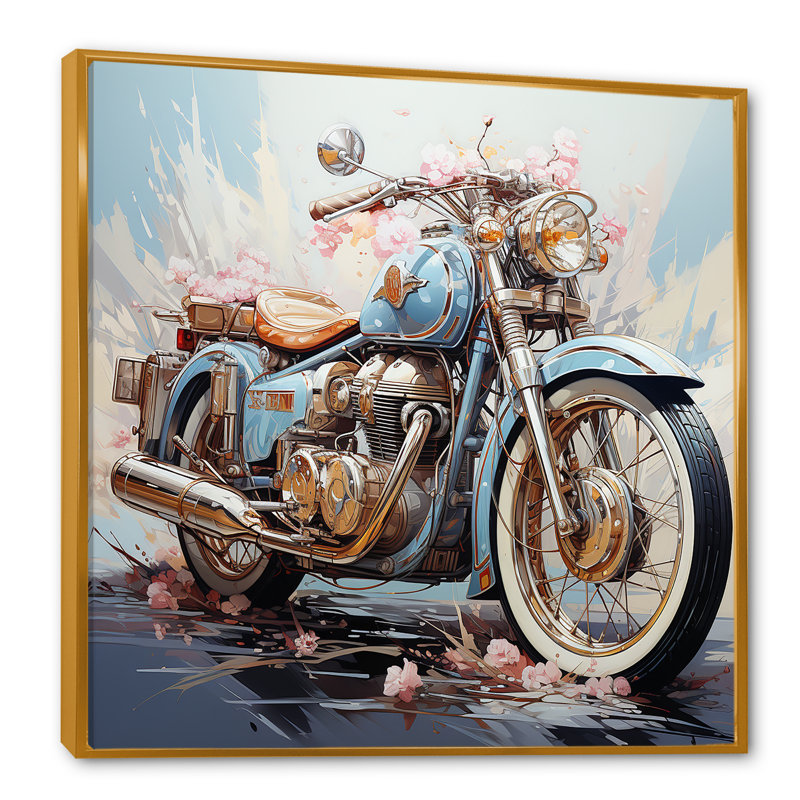 Motocyclette la liberté attend sur toile, H 30 po x l 30 po x P 1 po, Cadre flottant doré