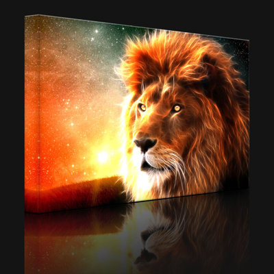 Lion Abstract 1 Piece Wrapped Canvas Wall Art